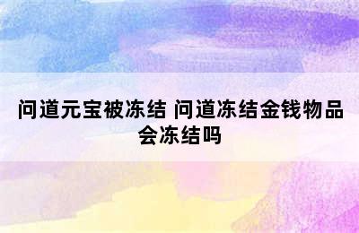 问道元宝被冻结 问道冻结金钱物品会冻结吗